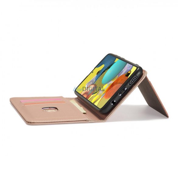 Husă magnetică pentru Samsung Galaxy A12 5G Pouch Wallet Card Holder Roz