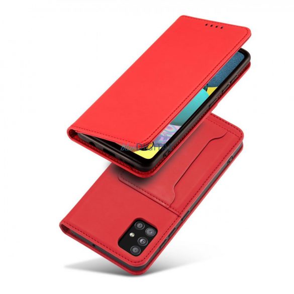 Husă magnetică pentru Samsung Galaxy A12 5G Pouch Wallet Card Holder Roșu