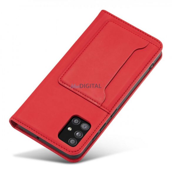 Husă magnetică pentru Samsung Galaxy A12 5G Pouch Wallet Card Holder Roșu