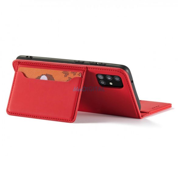 Husă magnetică pentru Samsung Galaxy A12 5G Pouch Wallet Card Holder Roșu