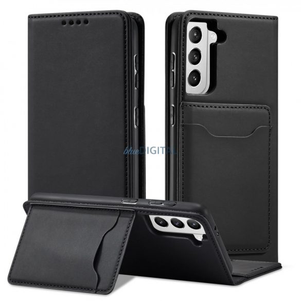 Husă pentru card cu magnet pentru Samsung Galaxy S22 + (S22 Plus) Husă Portofel Suport card Negru