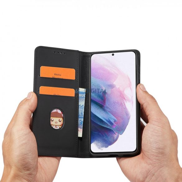 Husă pentru card cu magnet pentru Samsung Galaxy S22 + (S22 Plus) Husă Portofel Suport card Negru