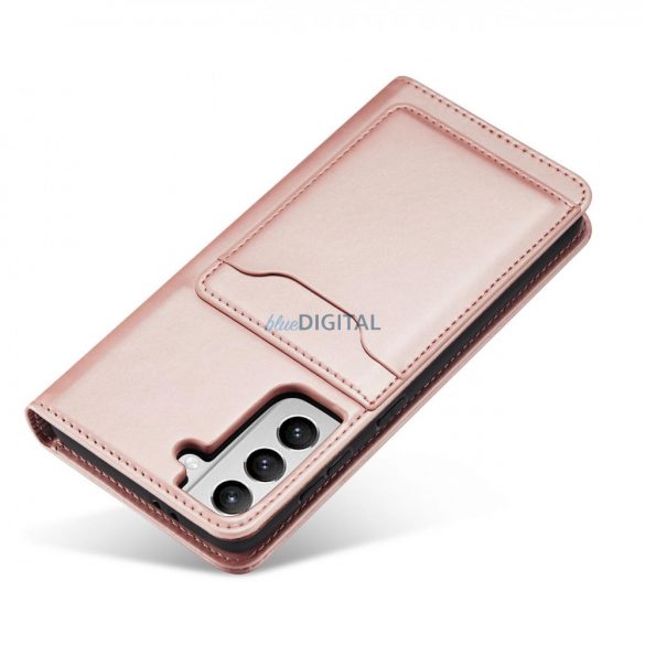 Husă magnetică pentru Samsung Galaxy S22 + (S22 Plus) Pouch Wallet Card Holder Roz