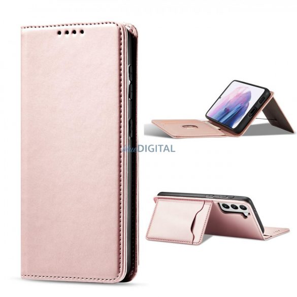 Husă magnetică pentru Samsung Galaxy S22 + (S22 Plus) Pouch Wallet Card Holder Roz