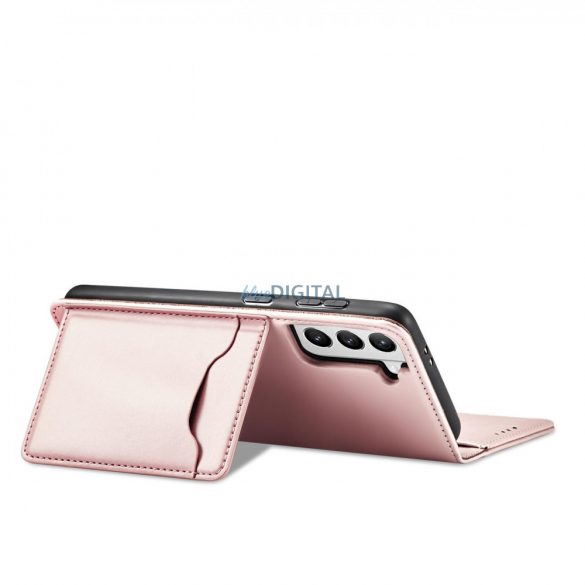 Husă magnetică pentru Samsung Galaxy S22 + (S22 Plus) Pouch Wallet Card Holder Roz