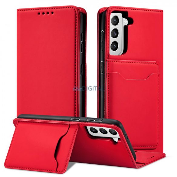 Husă magnetică pentru Samsung Galaxy S22 + (S22 Plus) Pouch Wallet Card Holder Roșu