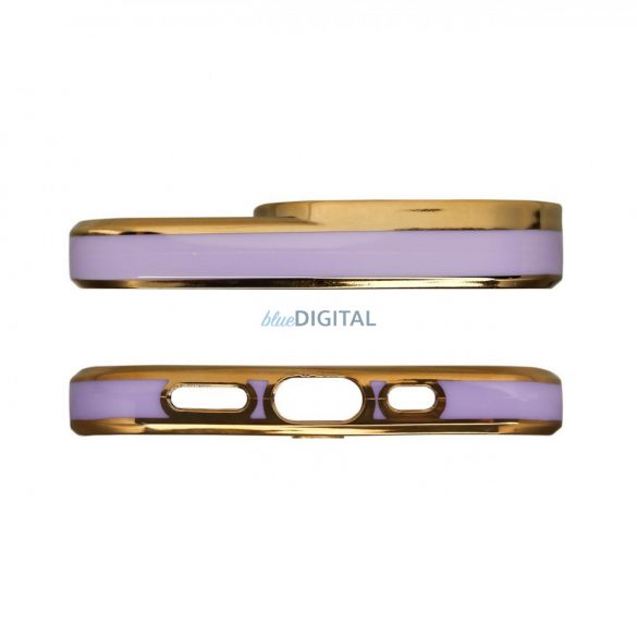 Husă Fashion pentru iPhone 12 Pro Gold Frame Gel Husă Mov