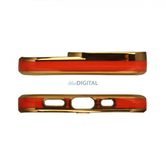 Husă Fashion pentru iPhone 12 Pro Gold Frame Gel Husă roșie