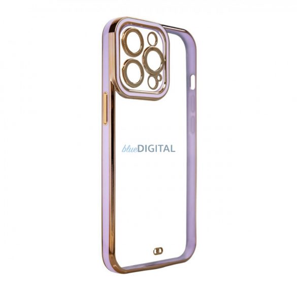 Husă Fashion pentru iPhone 12 Pro Max Gold Frame Gel Husă Mov