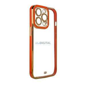 Husa Fashion pentru iPhone 13 Pro Gold Frame Gel Husa Rosie