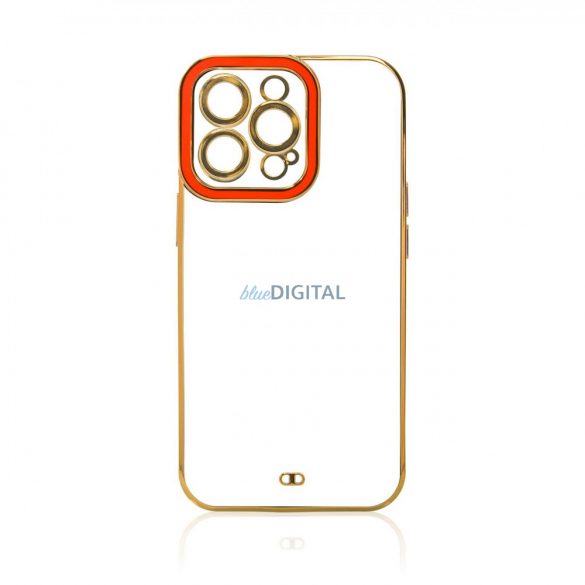 Husa Fashion pentru iPhone 13 Pro Gold Frame Gel Husa Rosie