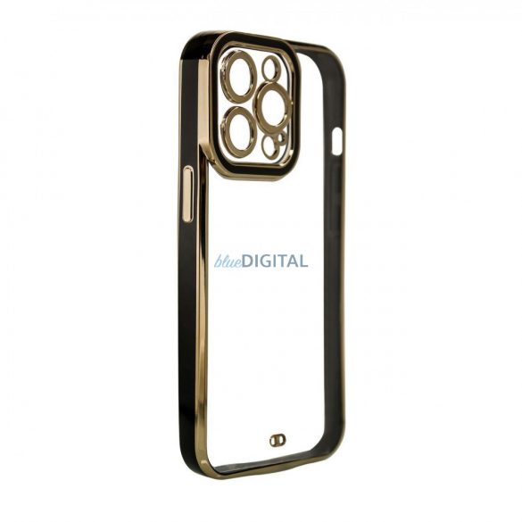 Husă Fashion Case pentru Samsung Galaxy A12 5G Gold Frame Gel Husă Neagră