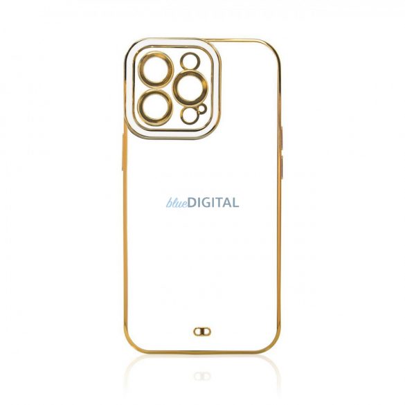 Husă Fashion Case pentru Samsung Galaxy A12 5G Gold Frame Gel Husă Albă