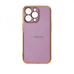 Husă Lighting Color pentru iPhone 12 Pro Max husă violet din gel cu cadru auriu