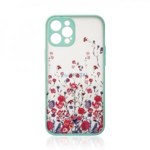 Husa de design pentru iPhone 12 Pro carcasa flori albastru deschis