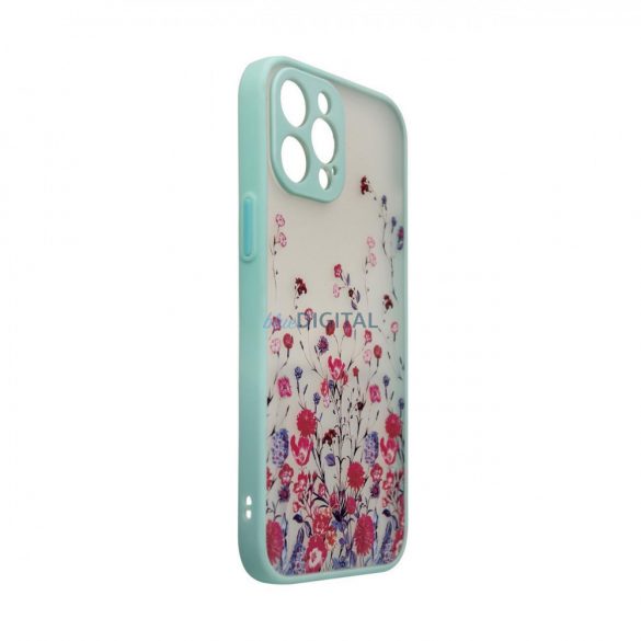 Husa de design pentru iPhone 12 Pro carcasa flori albastru deschis