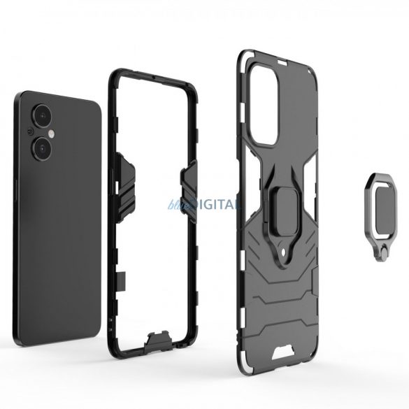 Husa husa hibrida Ring Armor rezistenta + suport magnetic pentru OnePlus Nord N20 5G negru