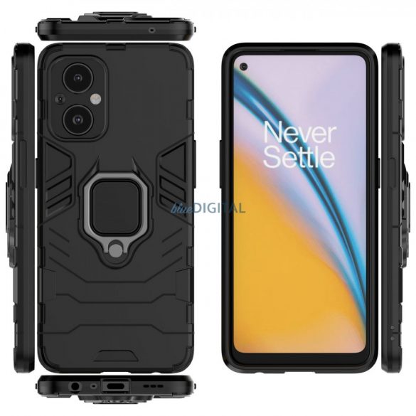 Husa husa hibrida Ring Armor rezistenta + suport magnetic pentru OnePlus Nord N20 5G negru