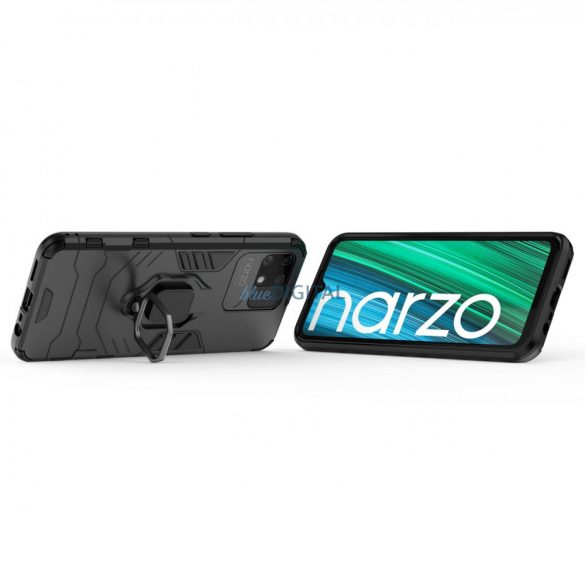 Husă hibrid rezistentă Ring Armor + suport magnetic Realme Narzo 50A negru