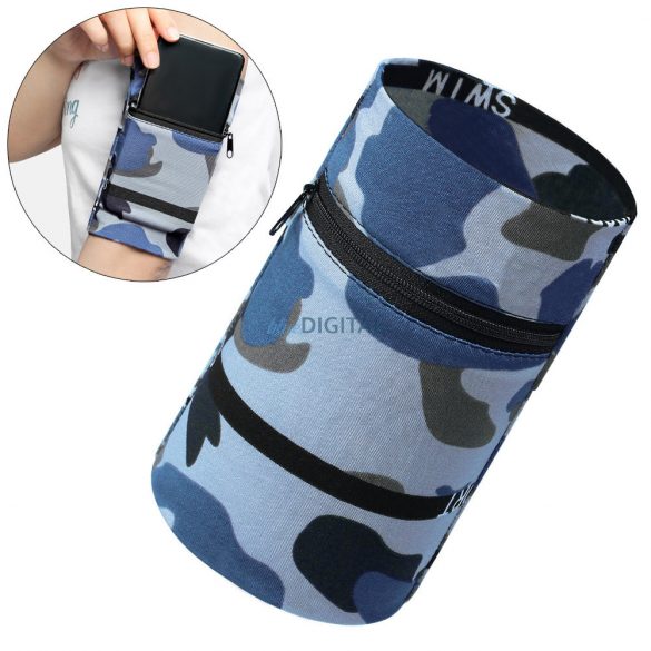 Bandera din material textil pe brat pentru fitness alergare, albastru camo