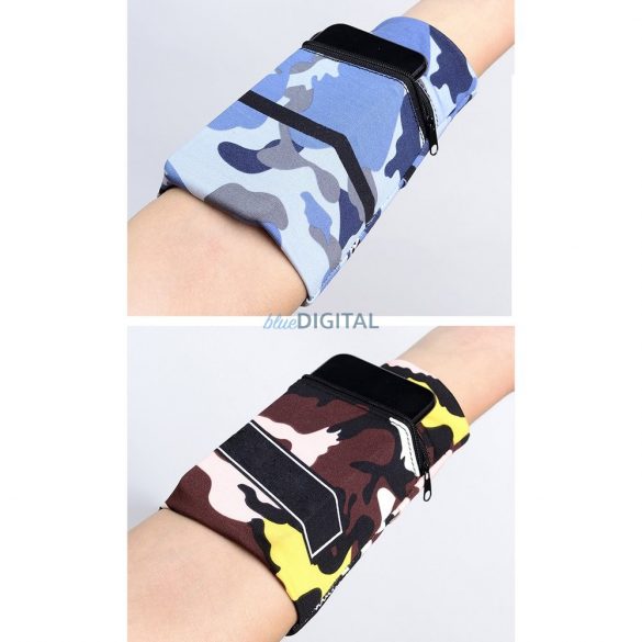 Bandera din material textil pe brat pentru fitness alergare, albastru camo