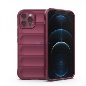 Husa Magic Shield Case pentru iPhone 12 Pro carcasa elastica blindata in visiniu