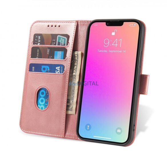 Husa Magnet Husa eleganta husa clapeta cu functie de suport pentru iPhone 14 Pro roz