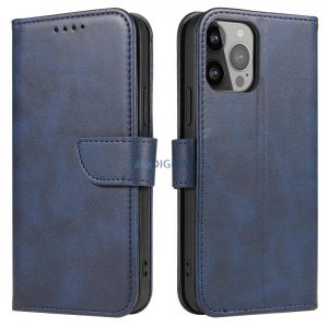 Husa Magnet Case husa eleganta cu clapa si functie de suport pentru iPhone 14 Max albastru