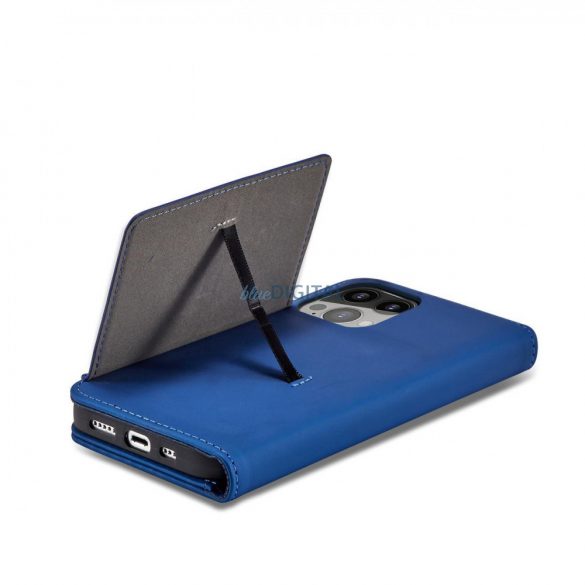 Husă Magnet Card Case pentru iPhone 14 cu capac flip stand portofel albastru