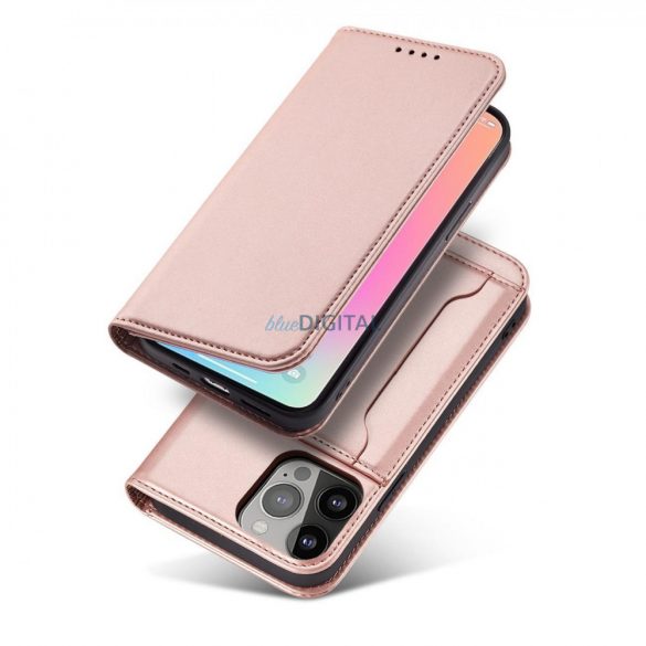 Husa Magnet Card Case pentru iPhone 14 suport portofel cu husa cu clapeta roz