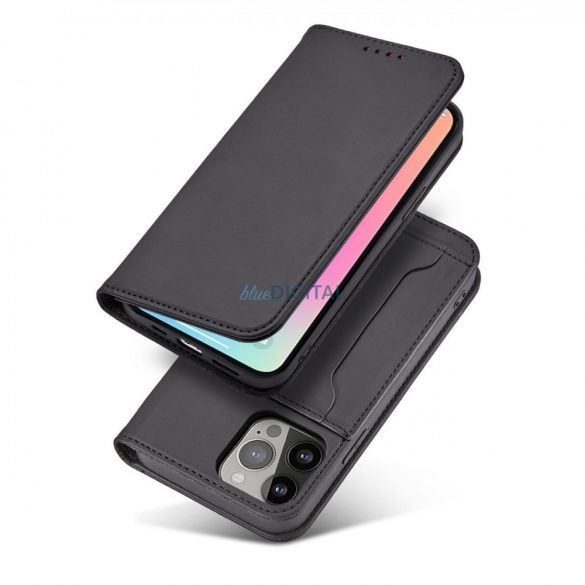 Husa Magnet Card Case pentru iPhone 14 Plus suport portofel cu capac clapeta neagra