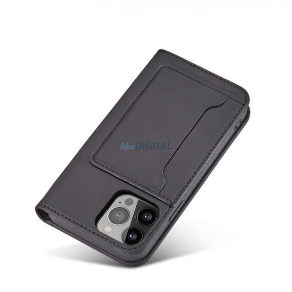 Husa Magnet Card Case pentru iPhone 14 Plus suport portofel cu capac clapeta neagra