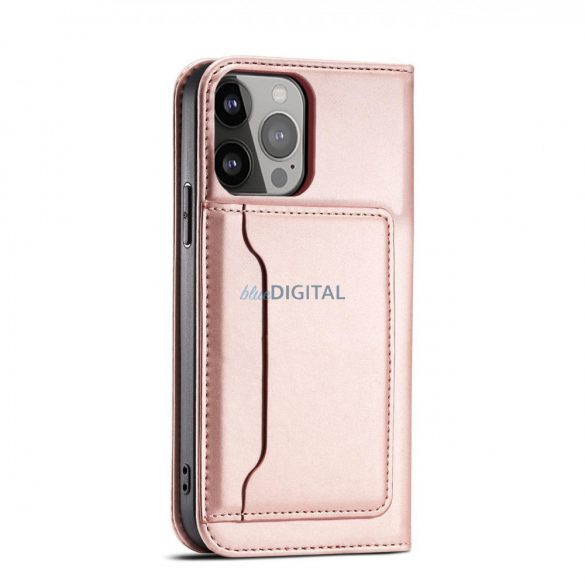 Husa Magnet Card Case pentru iPhone 14 Plus suport portofel cu husa cu clapeta roz