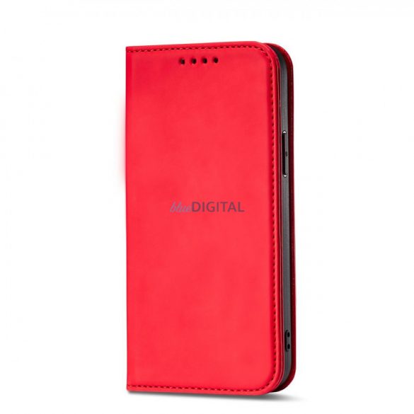 Husa Magnet Card Case pentru iPhone 14 Pro suport portofel cu capac clapeta rosie