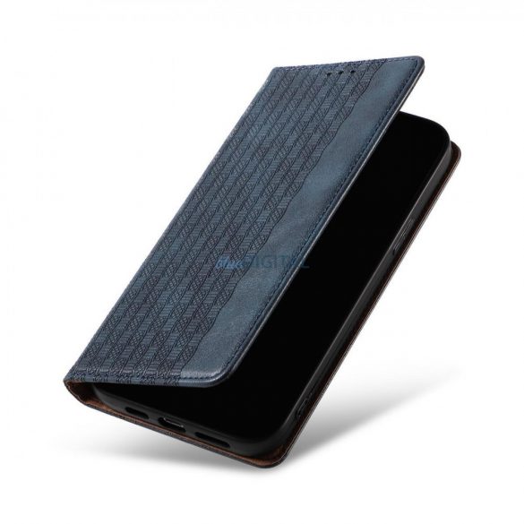 Husă cu curea magnetică pentru iPhone 14 Flip Wallet Mini Snur Stand Albastru