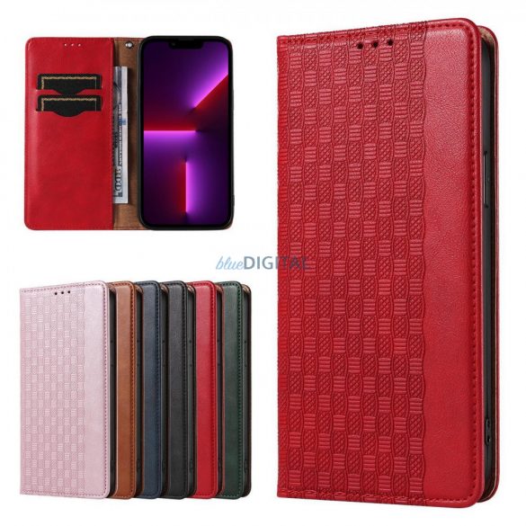 Husă cu curea magnetică pentru iPhone 14 Flip Wallet Mini Snur Stand roșu