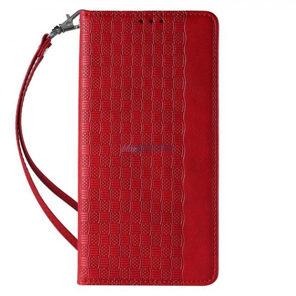 Husă cu curea magnetică pentru iPhone 14 Flip Wallet Mini Snur Stand roșu