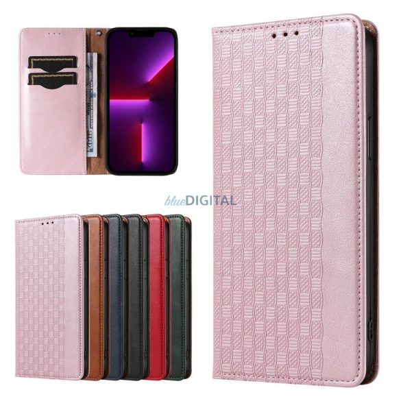 Husă cu curea magnetică pentru iPhone 14 Plus Flip Wallet Mini Suport pentru șnur roz