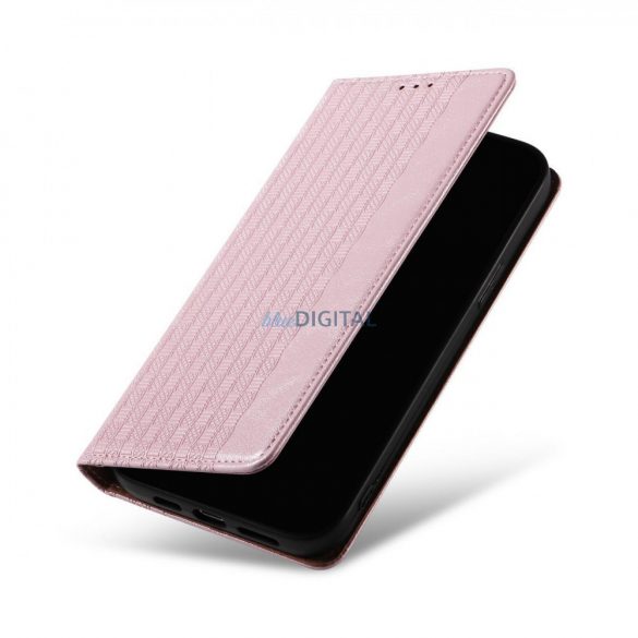 Husă cu curea magnetică pentru iPhone 14 Plus Flip Wallet Mini Suport pentru șnur roz