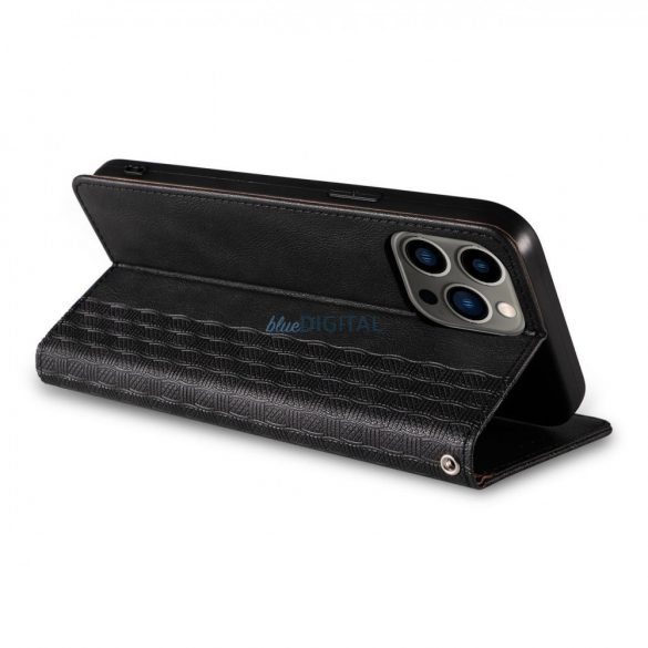 Husă cu curea magnetică pentru iPhone 14 Pro Flip Wallet Mini Snur Stand Negru