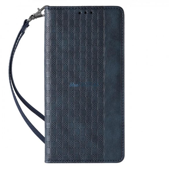 Husă cu curea magnetică pentru iPhone 14 Pro Flip Wallet Mini Suport pentru șnur Albastru