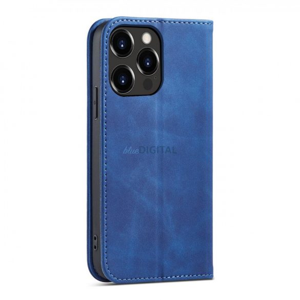 Husă Magnet Fancy Case pentru iPhone 14 Pro, husă cu clapă, suport portofel albastru