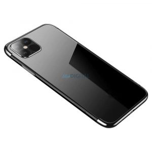 Husa Clear Color Husa din gel TPU cu cadru metalic pentru Samsung Galaxy S22 Ultra negru