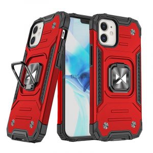 Husa Wozinsky Ring Armor pentru husa blindata iPhone 14 suport magnetic inel rosu