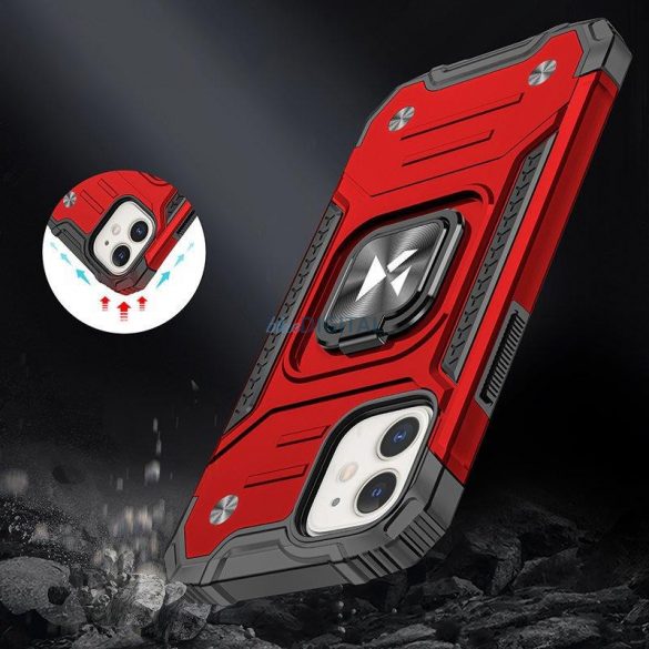 Husa Wozinsky Ring Armor pentru husa blindata iPhone 14 suport magnetic inel rosu