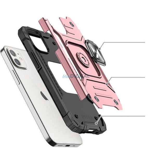 Husa Wozinsky Ring Armor pentru husa blindata iPhone 14 suport magnetic inel auriu