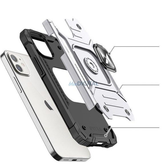 Husa Wozinsky Ring Armor pentru husa blindata iPhone 14 suport magnetic inel argintiu