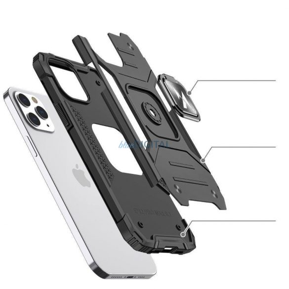 Husa Wozinsky Ring Armor pentru iPhone 14 Pro husa blindata suport magnetic inel albastru