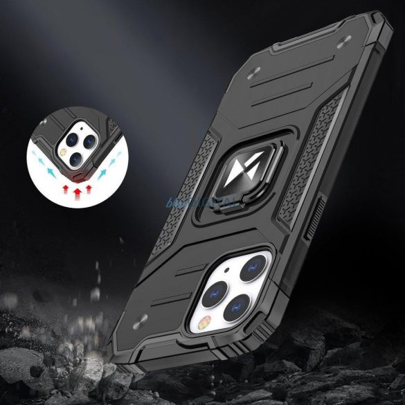 Husa Wozinsky Ring Armor pentru iPhone 14 Pro husa blindata suport magnetic inel albastru