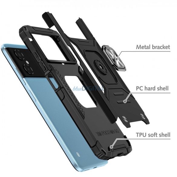 Wozinsky Ring Armor husă pentru Samsung Galaxy A03 blindate Husă inel suport magnetic negru